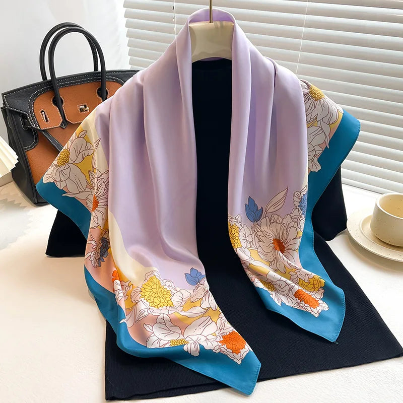 Luxury Women 90x90CM New Twill Silk Big Square