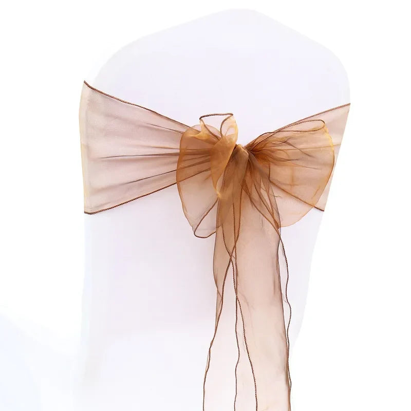 50PCs/lot Wedding Chair Decoration Organza Chair Sashes Knot