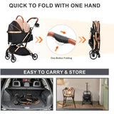Push Button Dog Pet Stroller No-Zip With Detachable