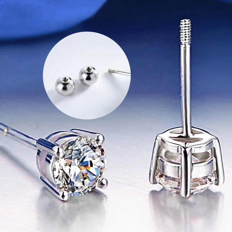 D VVS1 Moissanite Stud Earrings For Women 925