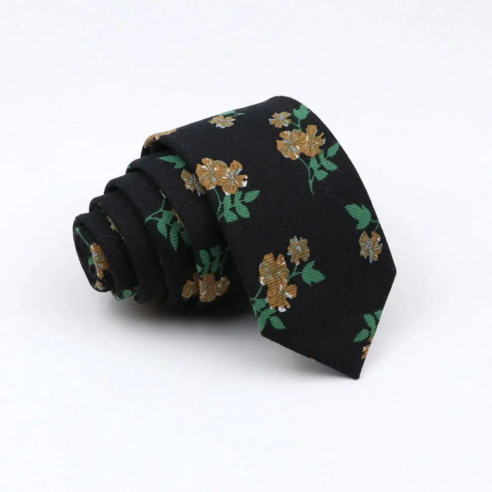 Mens Ties 6cm Classic Cotton Handmade Skinny Neck