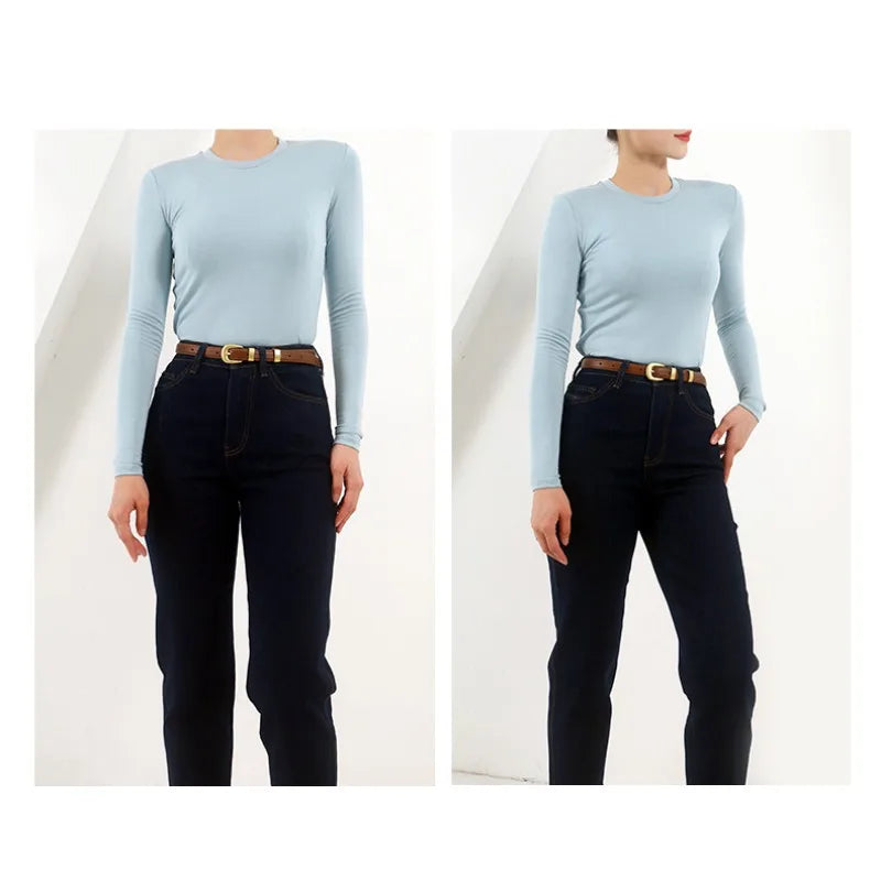 105cm Female Fashion Belt Simple Metal Buckle Belt
