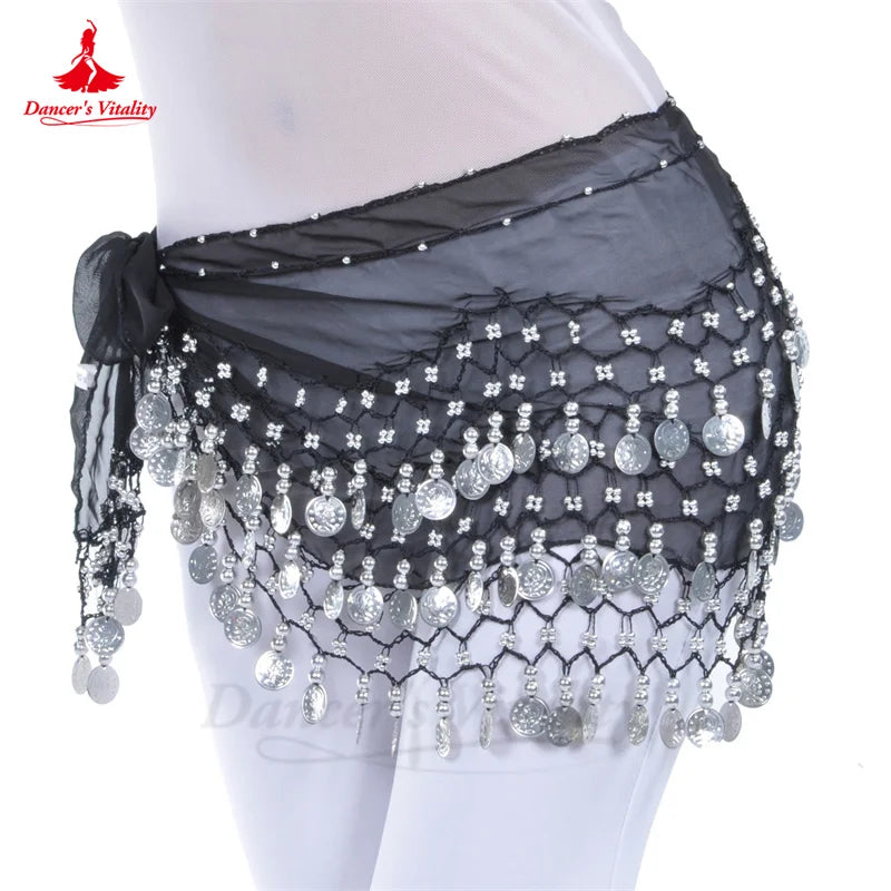 Belly Dance Belt for Women Chiffon Gold Coines