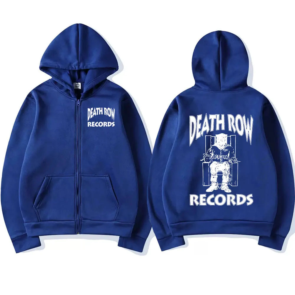 Death Row Records Zipper Hoodies Rapper Tupac 2pac