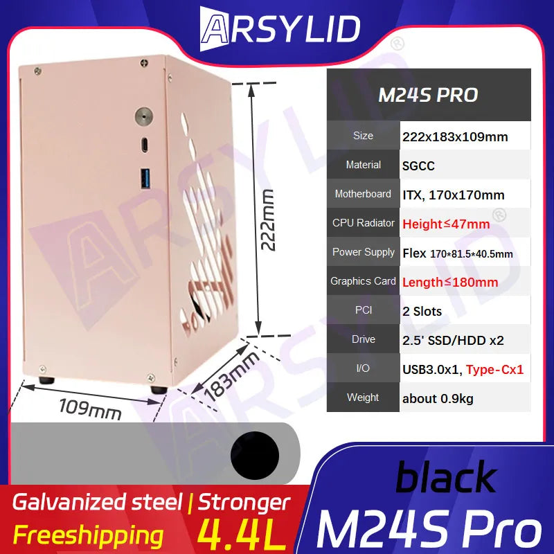 4.4L M24 Mini ITX A4 Chassis 180mm Graphics