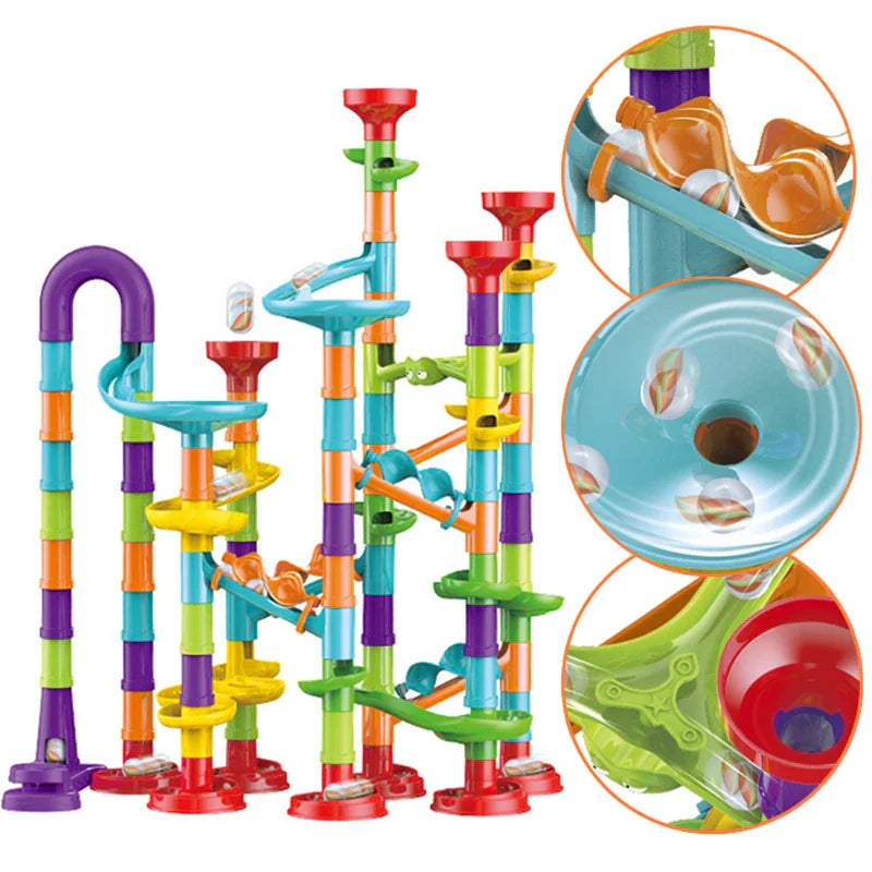 45-142PCS DIY Track Blocks Construction Marble Run Race