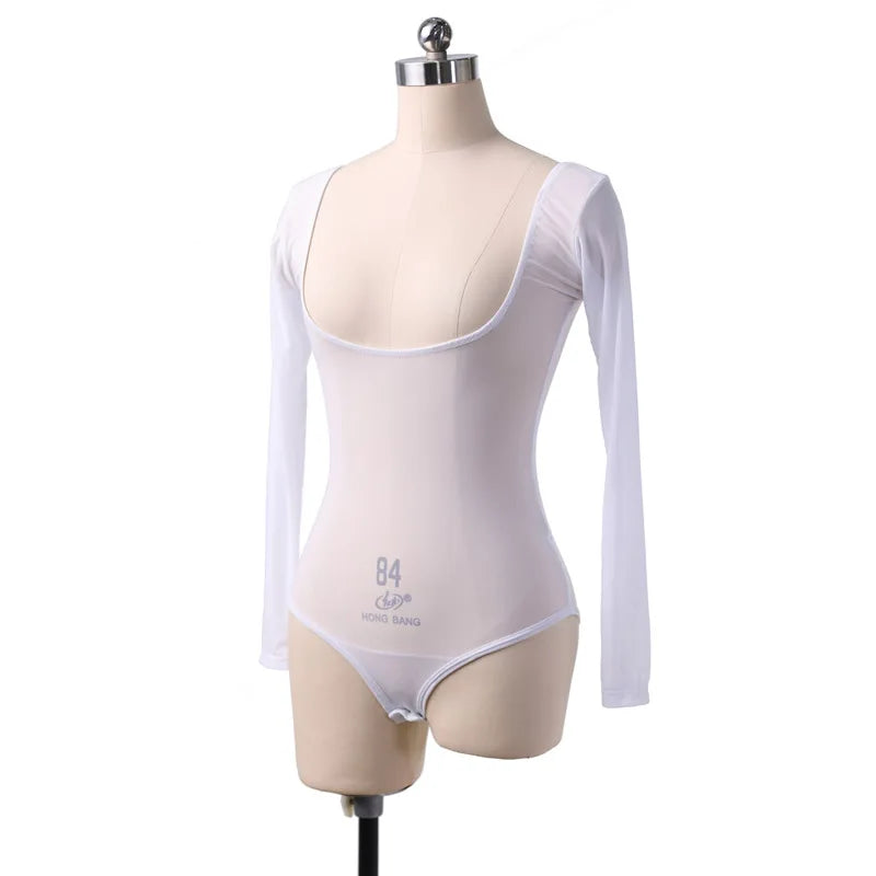 Long Sleeve Bodycon Gauze Top Sheer Pure Mesh