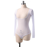 Long Sleeve Bodycon Gauze Top Sheer Pure Mesh