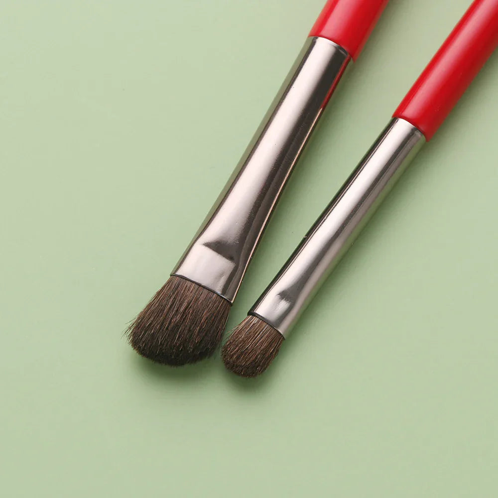 BEILI Red Eye Makeup Brushes Set Professional Natural