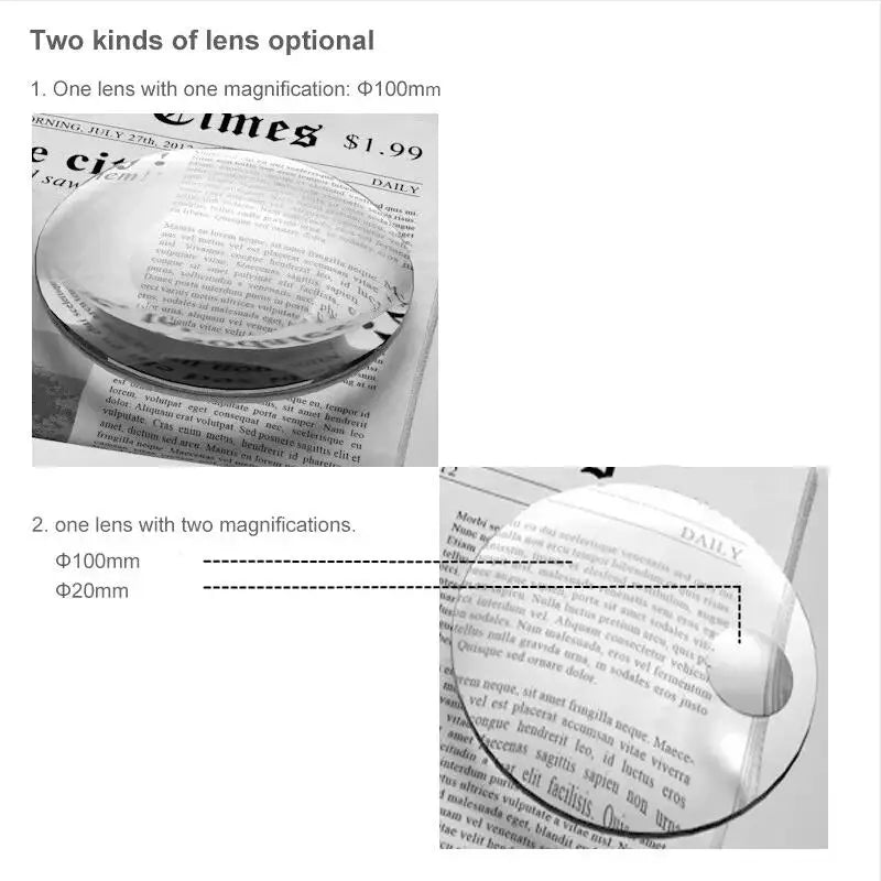 15X White Foldable Magnifying Glass with LED Light