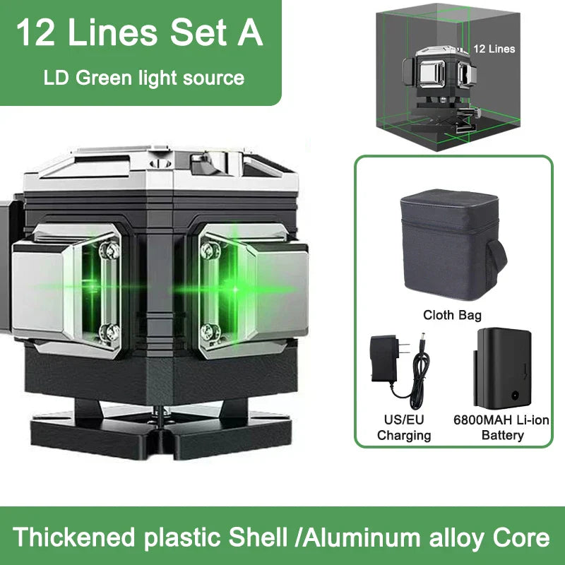 8/12/16-Line 3D/4D Green Laser Level Tool