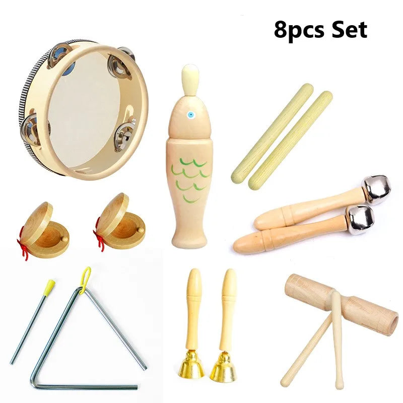 Toddlers Music Toys Set Castanet Sand Hammer Tambourine