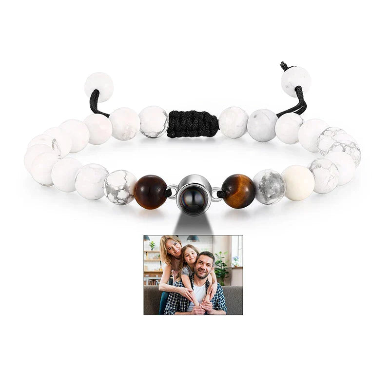 Custom Natural Stone Bracelet Personalized Photo Projection Bracelet