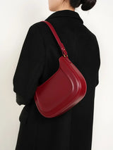 Genuine leather red shoulder bag woman minimalist crossbody