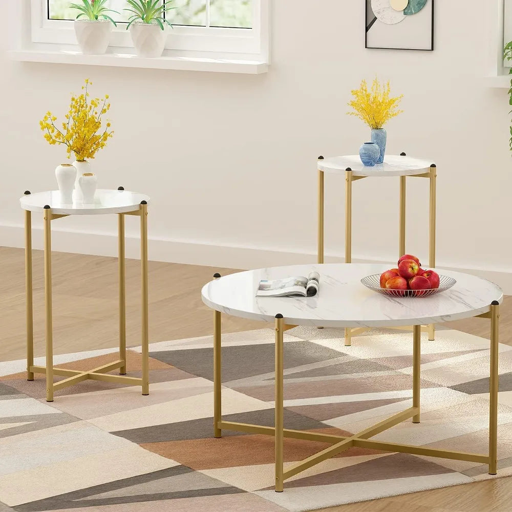 Coffee Table Set of 3, Modern Round Coffee