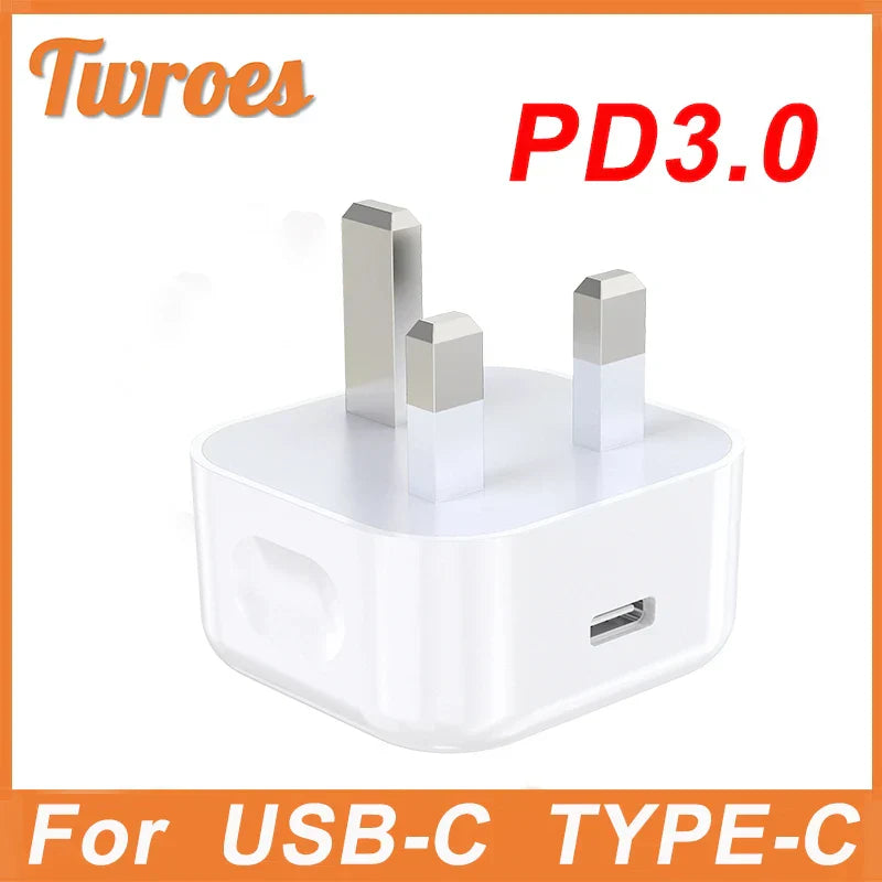 PD 20W UK Plug Fast Charger Usb C
