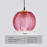 Nordic Glass Pendant Light Green Leaf Pattern Lighting