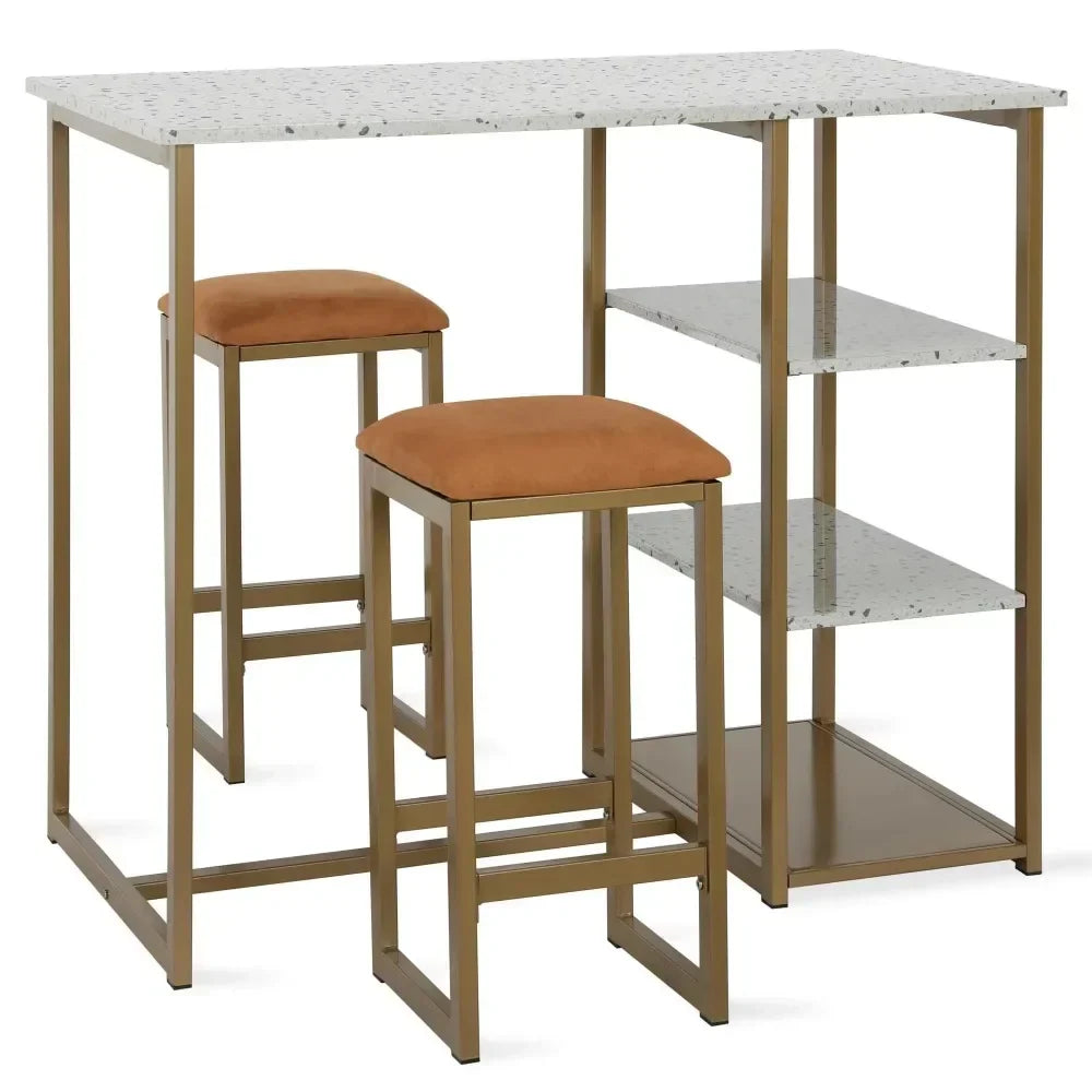 3-Piece Pub Set with Faux Terrazzo Top Dining