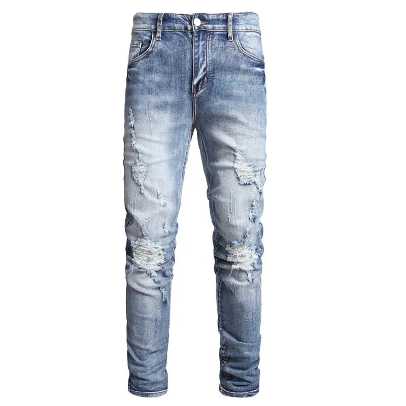 Fashion Street Style Ripped Skinny Jeans Men Vintage