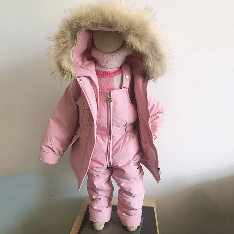 2pcs Set Children Winter Down Jacket and Jumpsuit