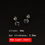 2PCS 4mm Short Ear Studs Earring Outside Upper