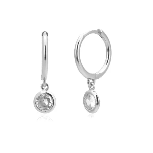 CCFJOYAS 925 Sterling Silver Lightning/Awl/Animal Pendant Hoop Earrings