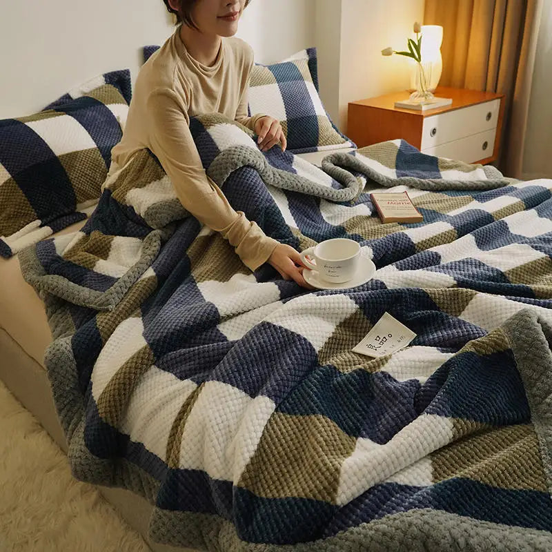 Knit Blanket Throw Soft Chenille Yarn Knitted Blanket