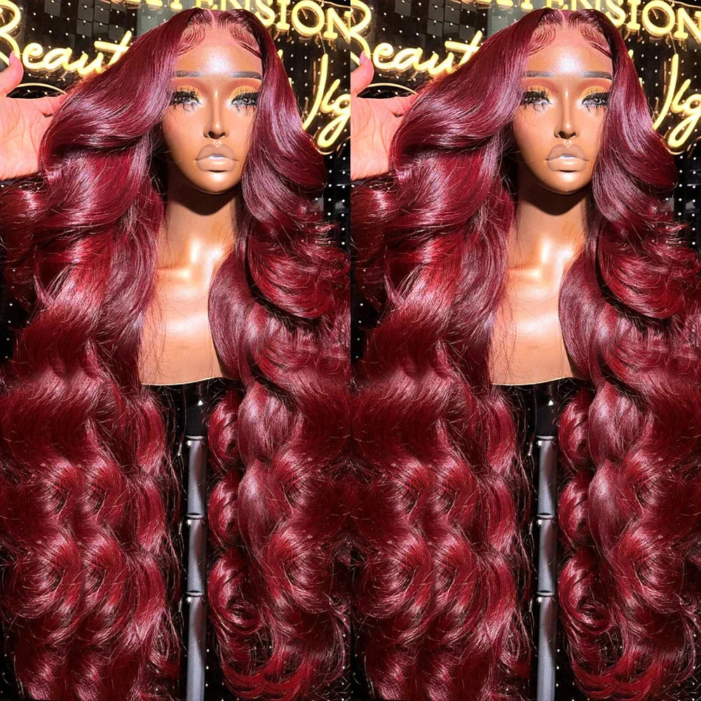 250% Body Wave Burgundy 13x4 Hd Lace Frontal