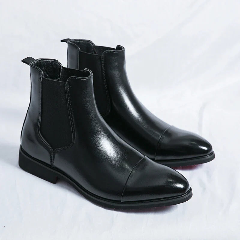 Chelsea Boots for Men Red Sole Pu Ankle