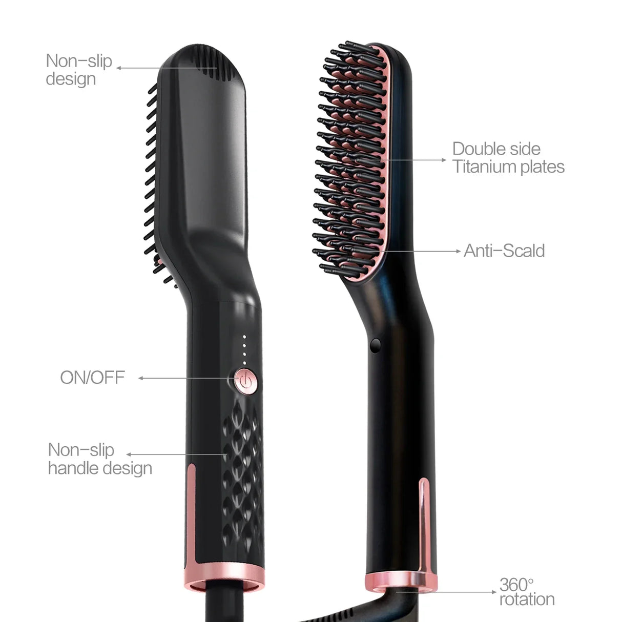 Professional Hair Straightener Brush Electric Black Beard Hot