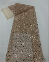 Heavy silver Sequins Lace Fabric With Bead Sequins