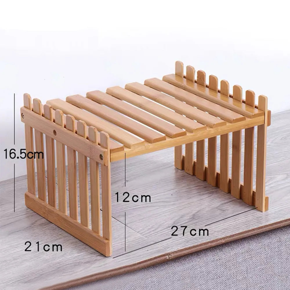Natural Bamboo Indoor Plant Stand for Desk,2 Tier