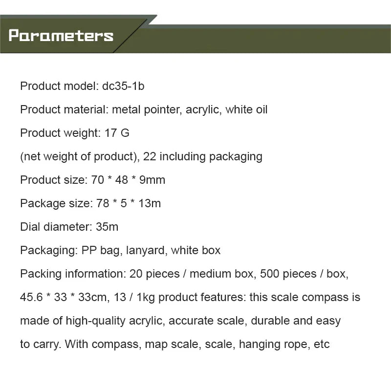 Outdoor Camping Hiking Transparent Plastic Compass Compass Proportional