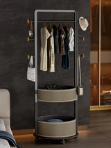 Movable coat rack bedroom saddle leather storage floor