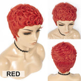99J Burgundy Short Pixie Cut Wigs with Bangs
