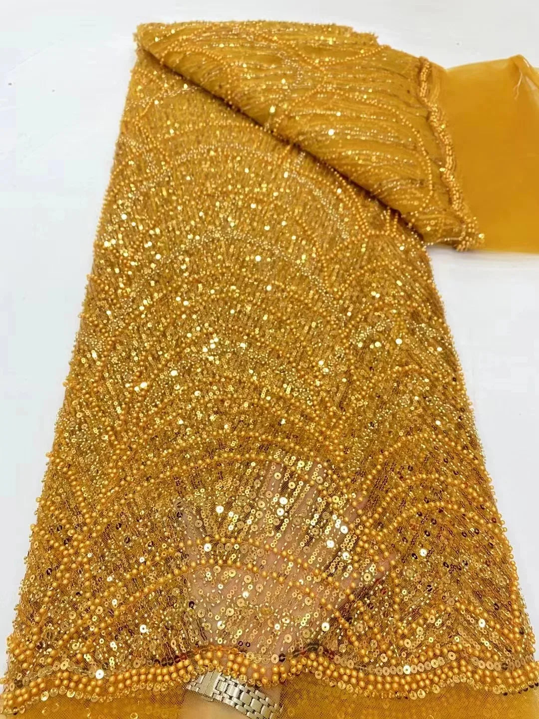 High Quality Beaded Lace Fabrics for Wedding Fabric