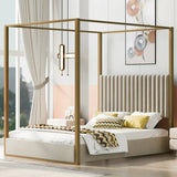 Queen Size Upholstery Canopy Platform Bed with Headboard and Metal Frame，Adult and adolescent double bed,single bed，marriage bed