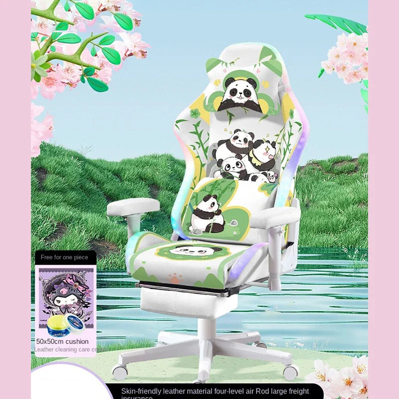 2023 Panda Gaming Chair for Girls – Adjustable Home Office Recliner