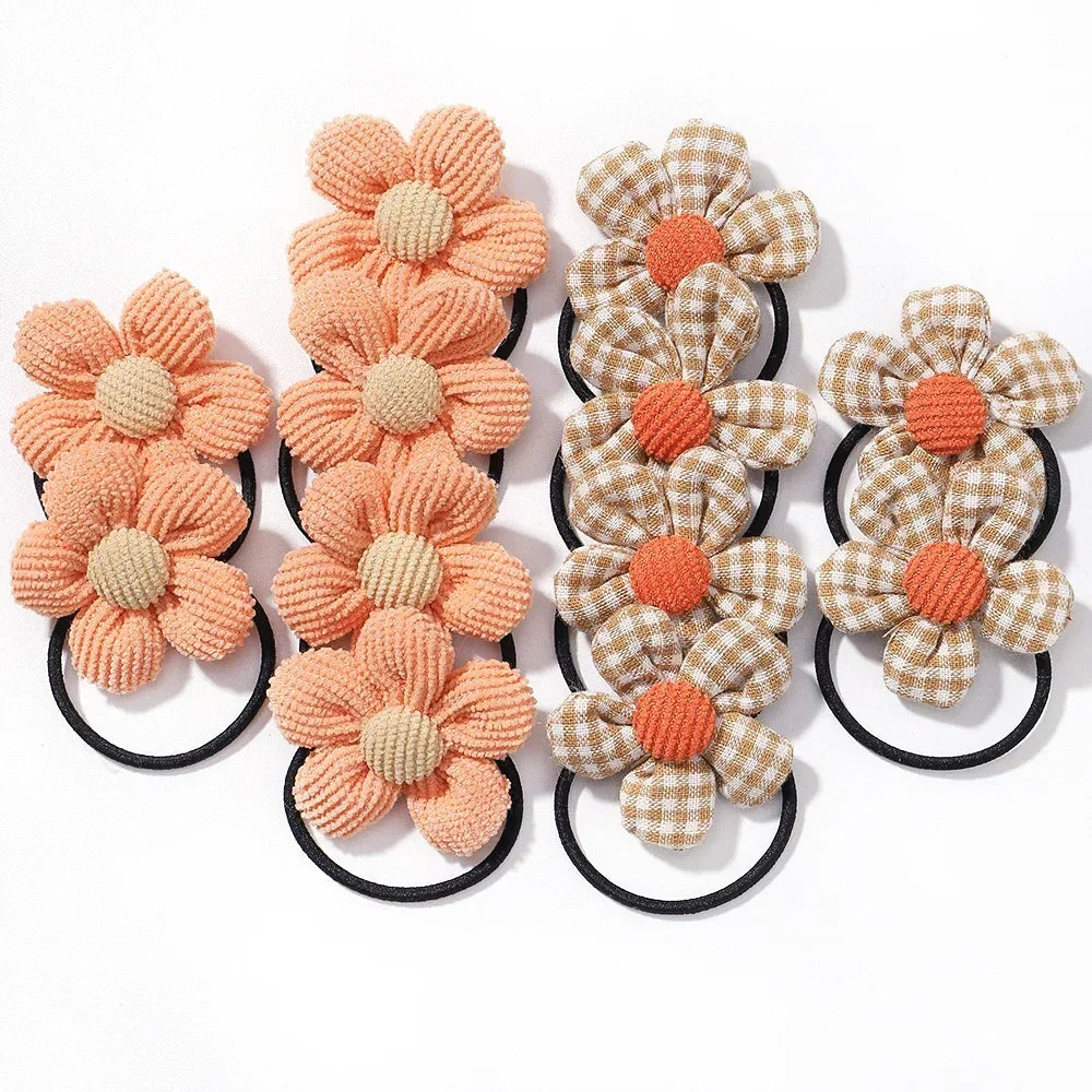 12Pcs/bag Girls Elastic Flower Hair Bands Sweet Hair