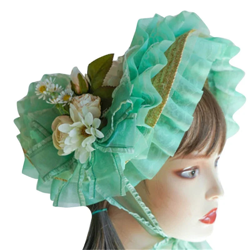 Japanese Lolita Sweet Handmade Straw Sun Hat Lace