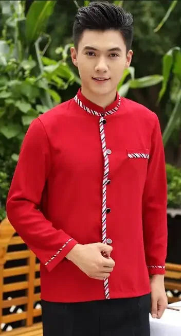 Long Sleeve Hotel Waiter Uniform Female Restaurant Topapron