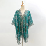 Vintage Print Chiffon Shawl Pearl Scarf Women Sun