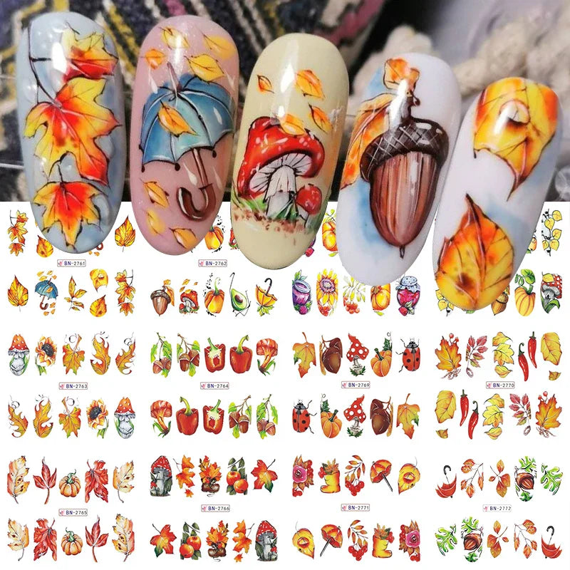 12 Designs Nail Stickers Set Mixed Floral Geometric