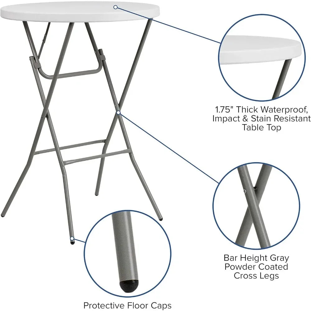 Round Plastic Bar Height Folding Event Tables, Set