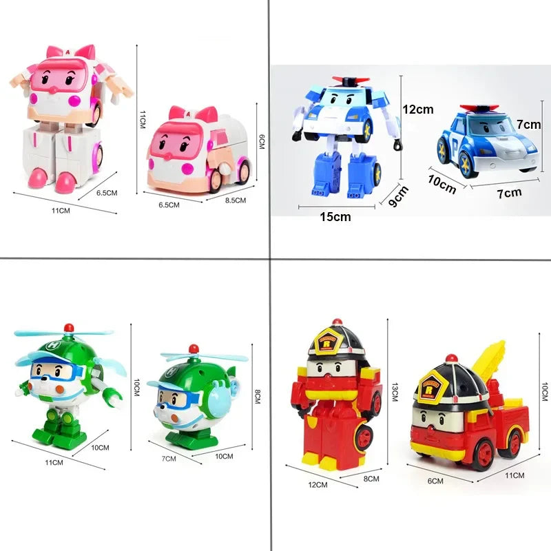 Set of 6 Pcs Poli Car Kids Robot