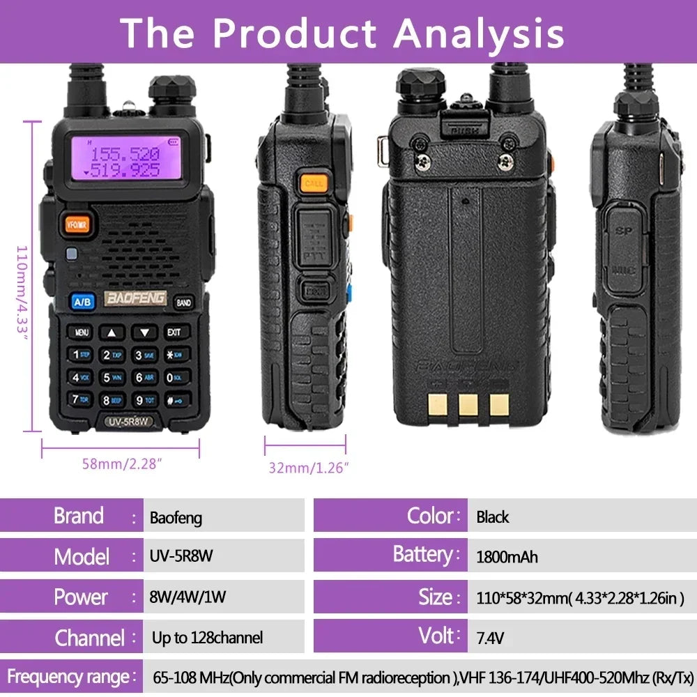 Baofeng UV-5R 8W True High Power 8/5W Powerful