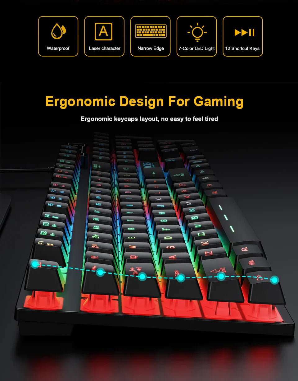 Gaming keyboard Gamer keyboard with backlight USB 104