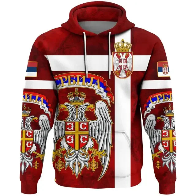 Serbia 3D hoodie National Flag Emblem Zipper Hoodie