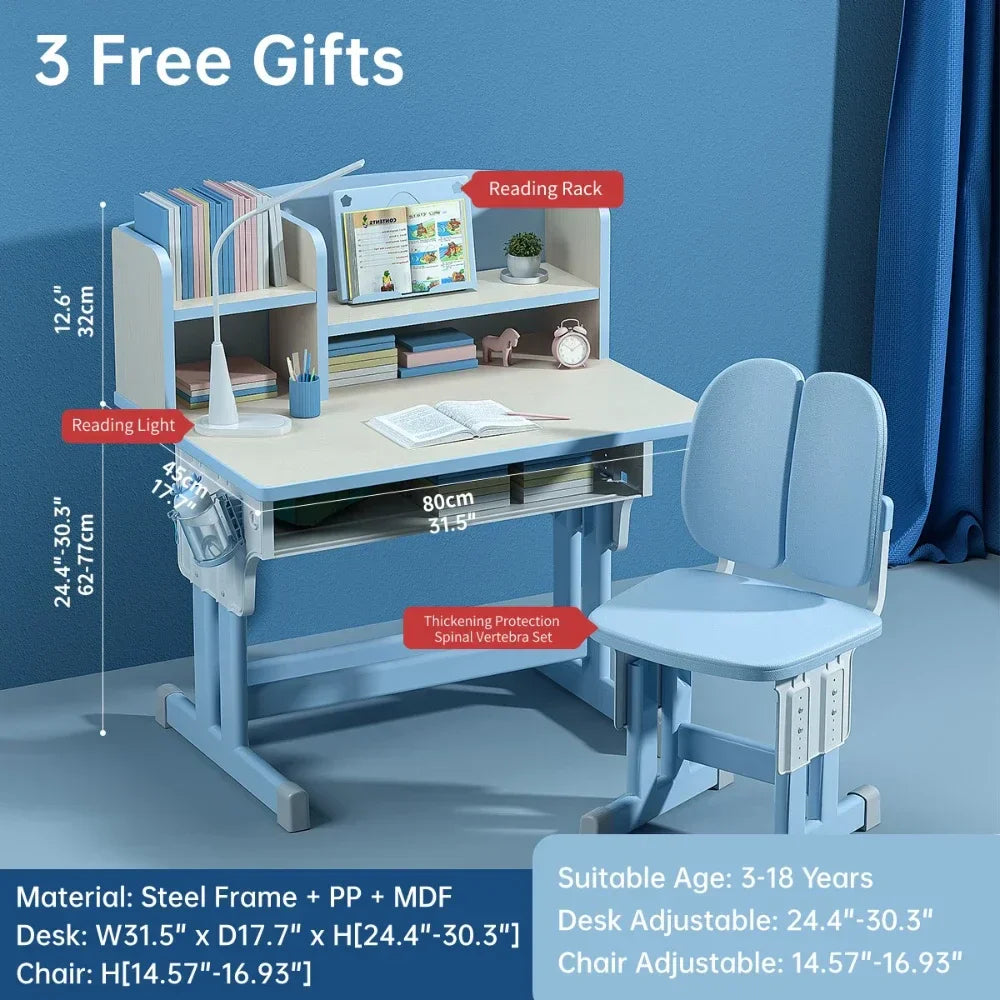 Kids Desk and Chair Set Height Adjustable, Children