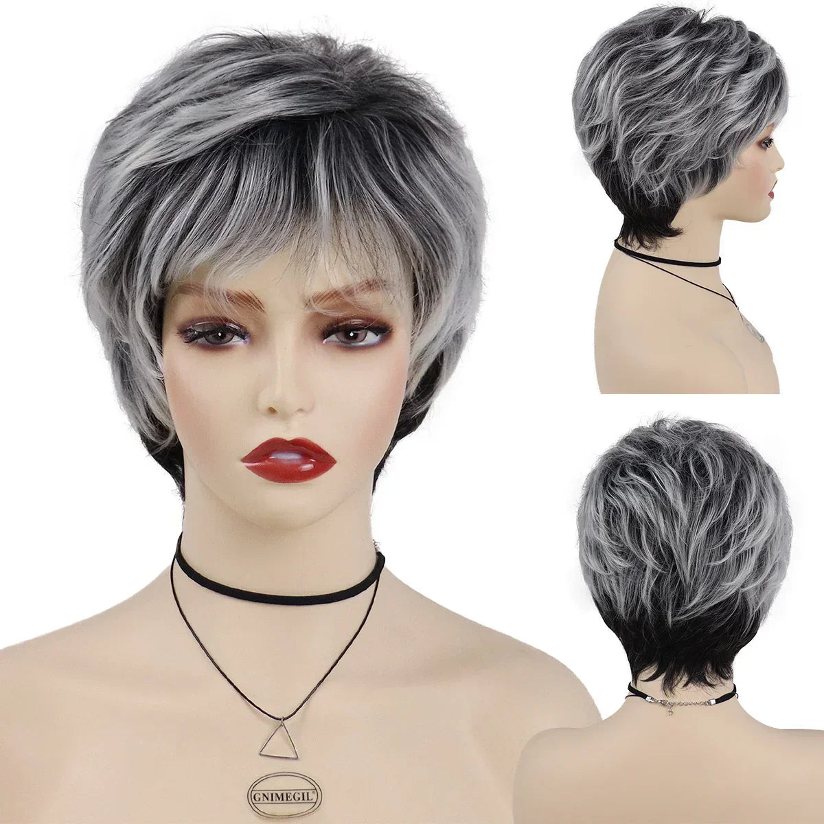 GNIMEGIL Synthetic Short Pixie Cut Wig Women Natural